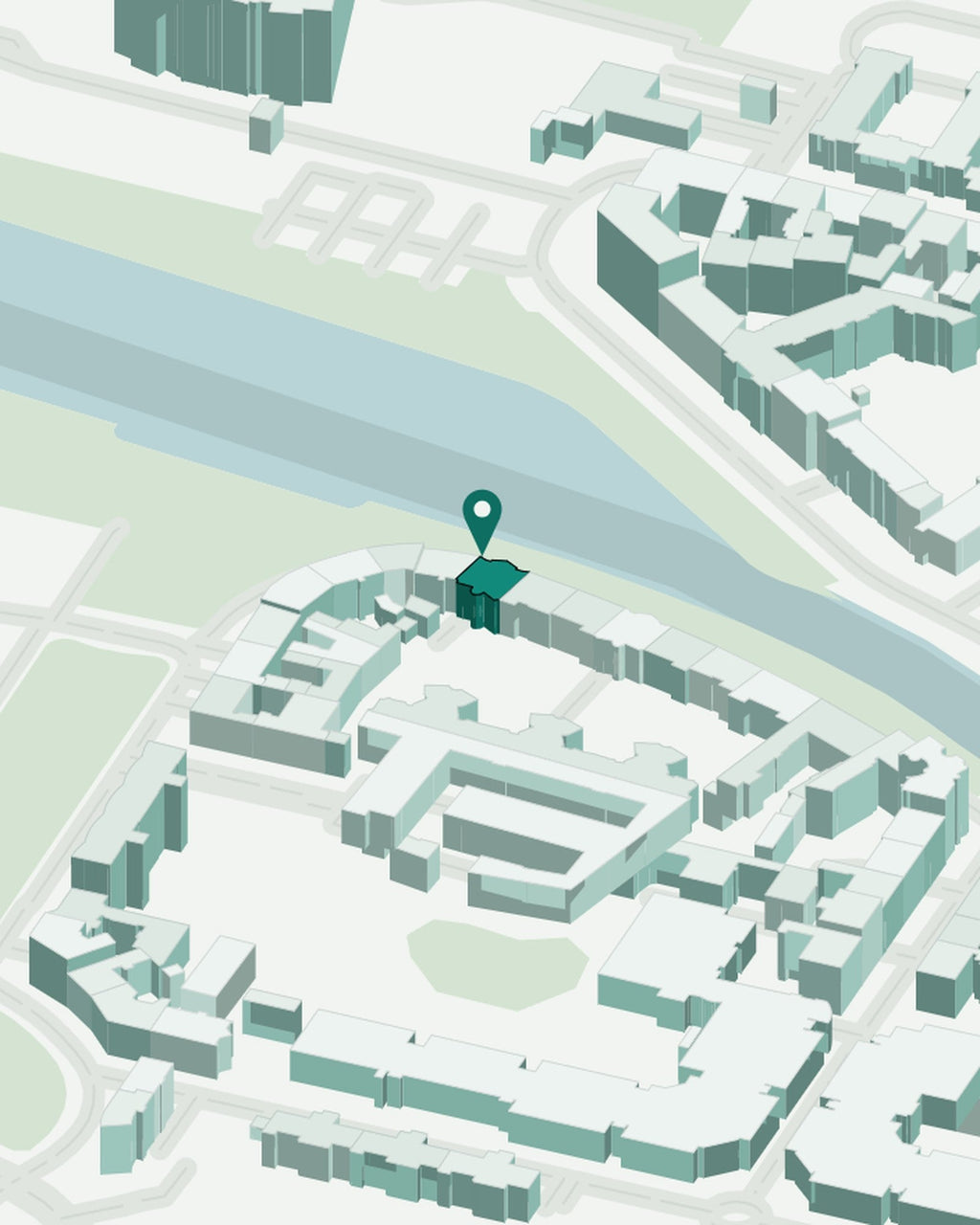 Close-up of the isometric render, made from real city data