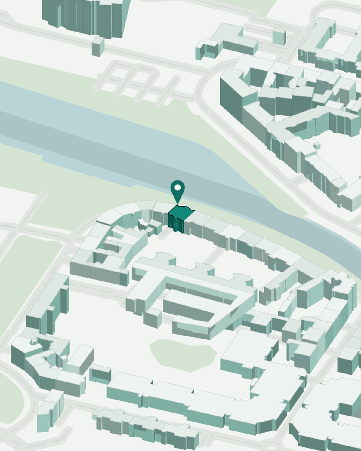 Close-up of the isometric render, made from real city data
