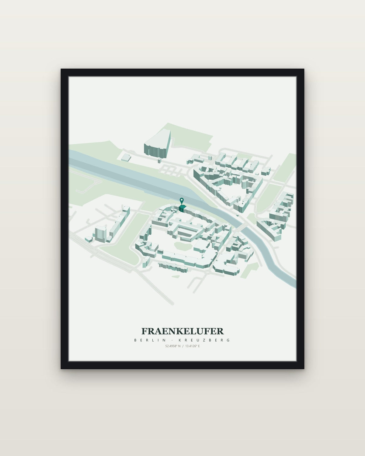 Isoville Edition in a black wooden frame