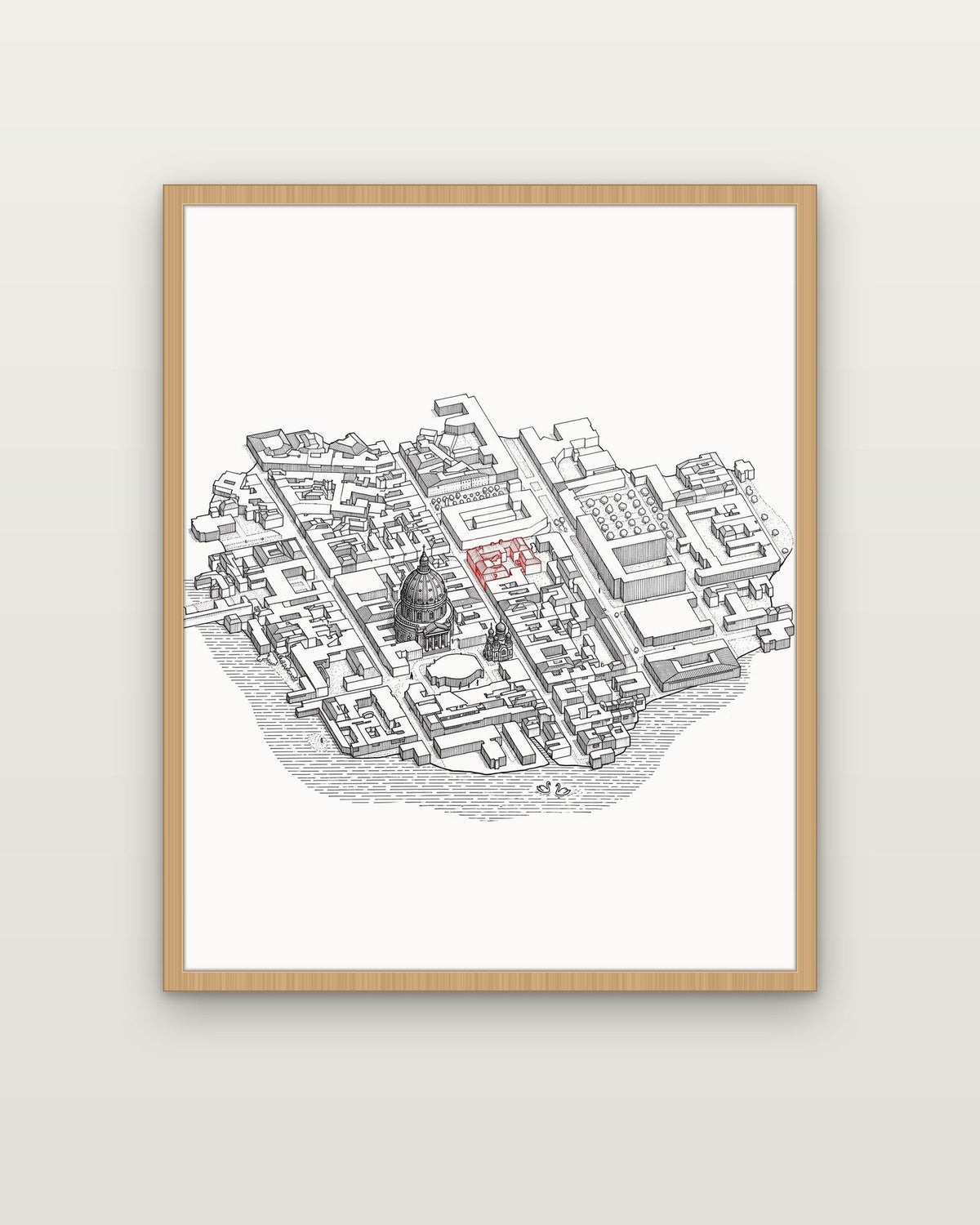 Line Art – Oak wooden frame