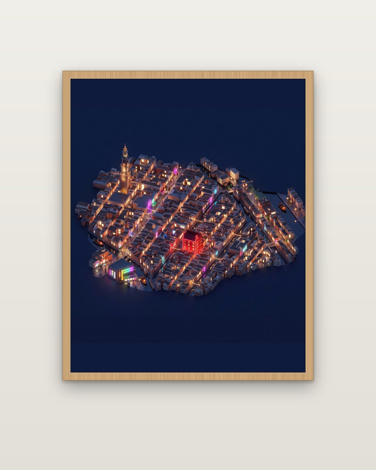 Neon Nights – Oak wooden frame