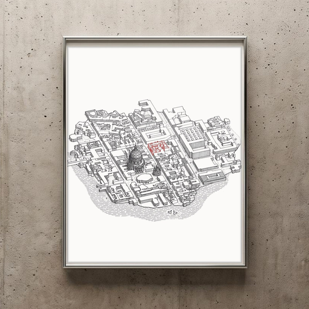 Isoville Edition, personalised isometric city print, framed in an interior