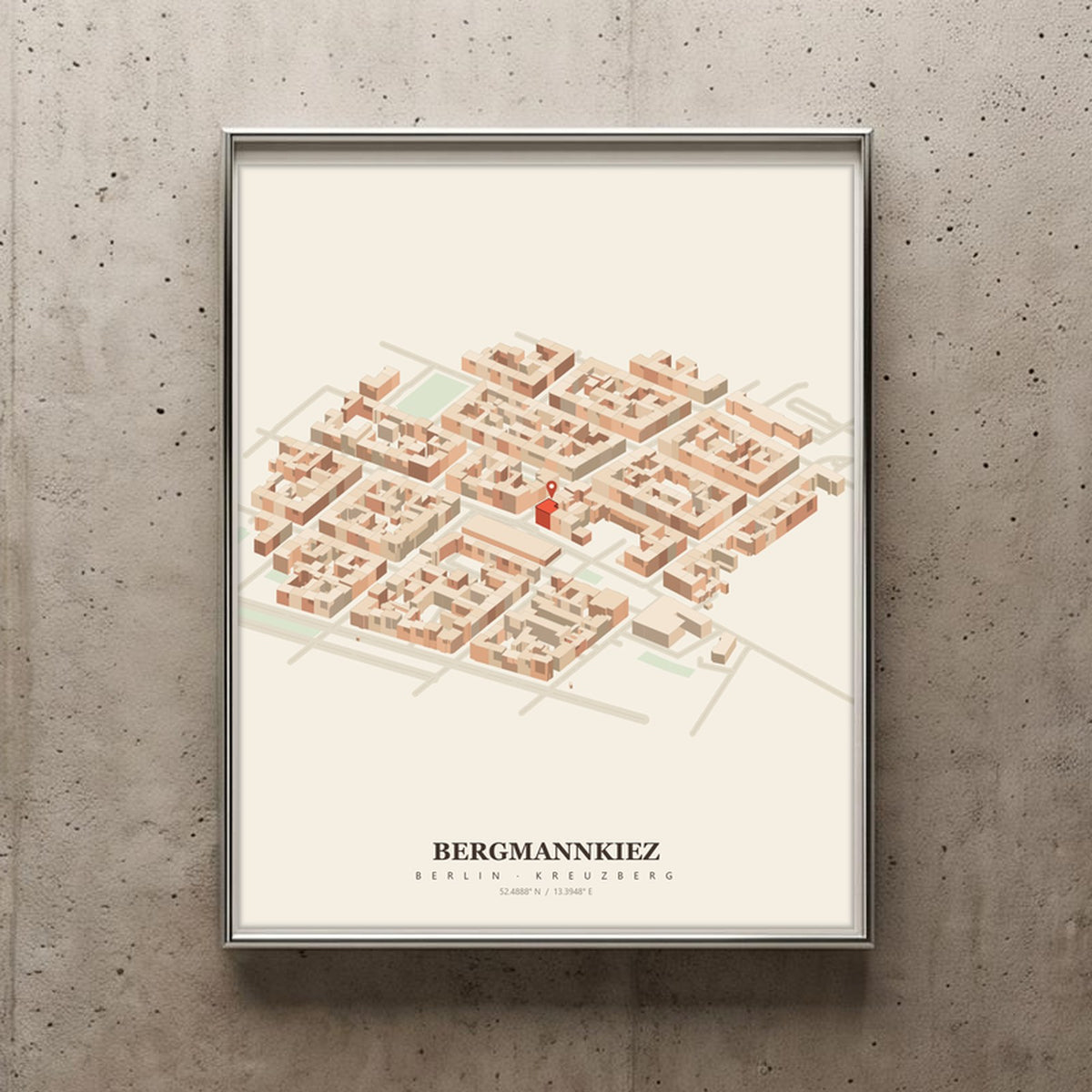 Isoville Edition, personalised isometric city print, framed in an interior