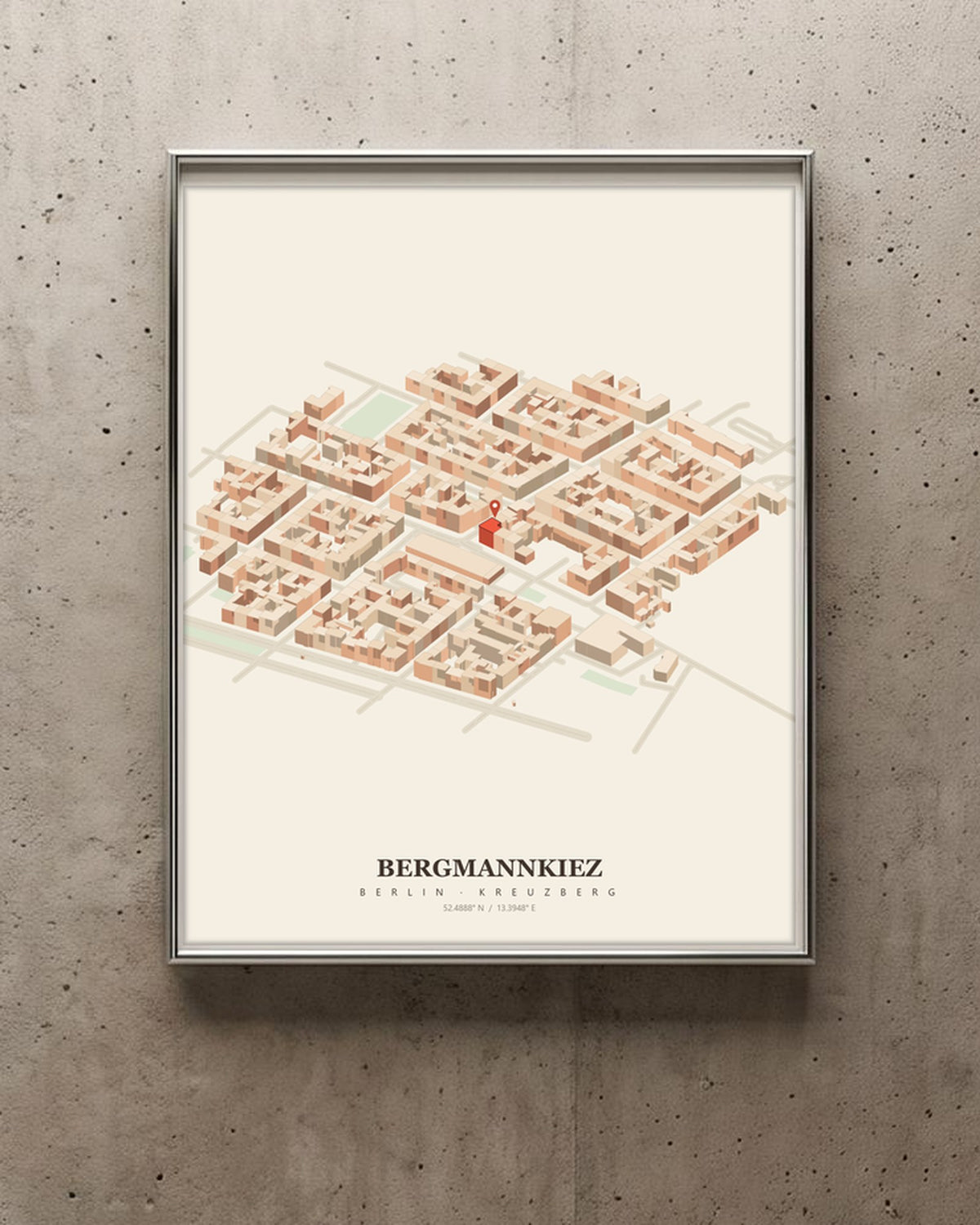 Isoville Edition, personalised isometric city print, framed in an interior