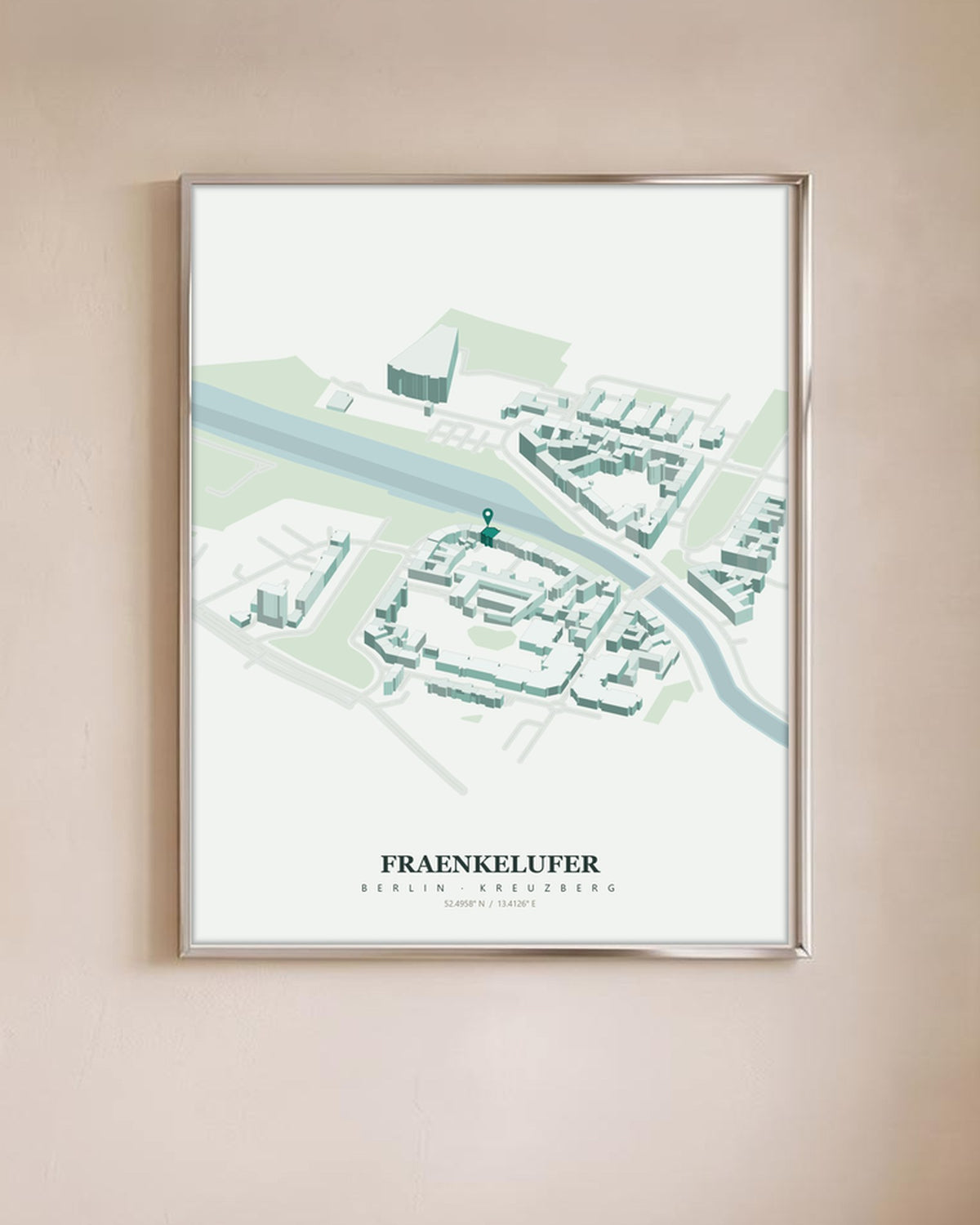 Isoville Edition, personalised isometric city print, framed in an interior