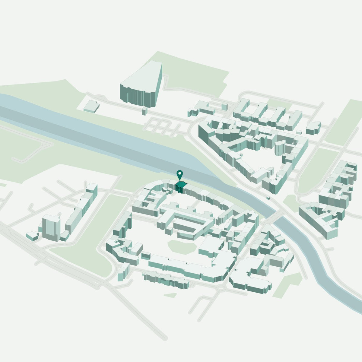 Isoville Edition, isometric render of a Berlin neighbourhood from real city data