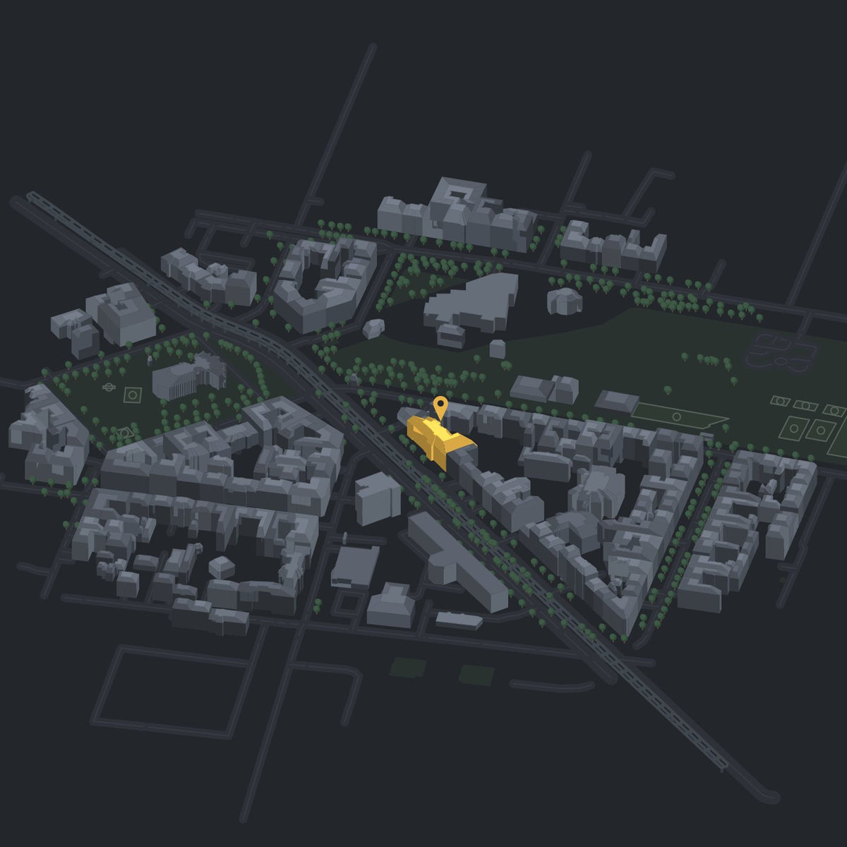 Isoville Edition, isometric render of a Berlin neighbourhood from real city data