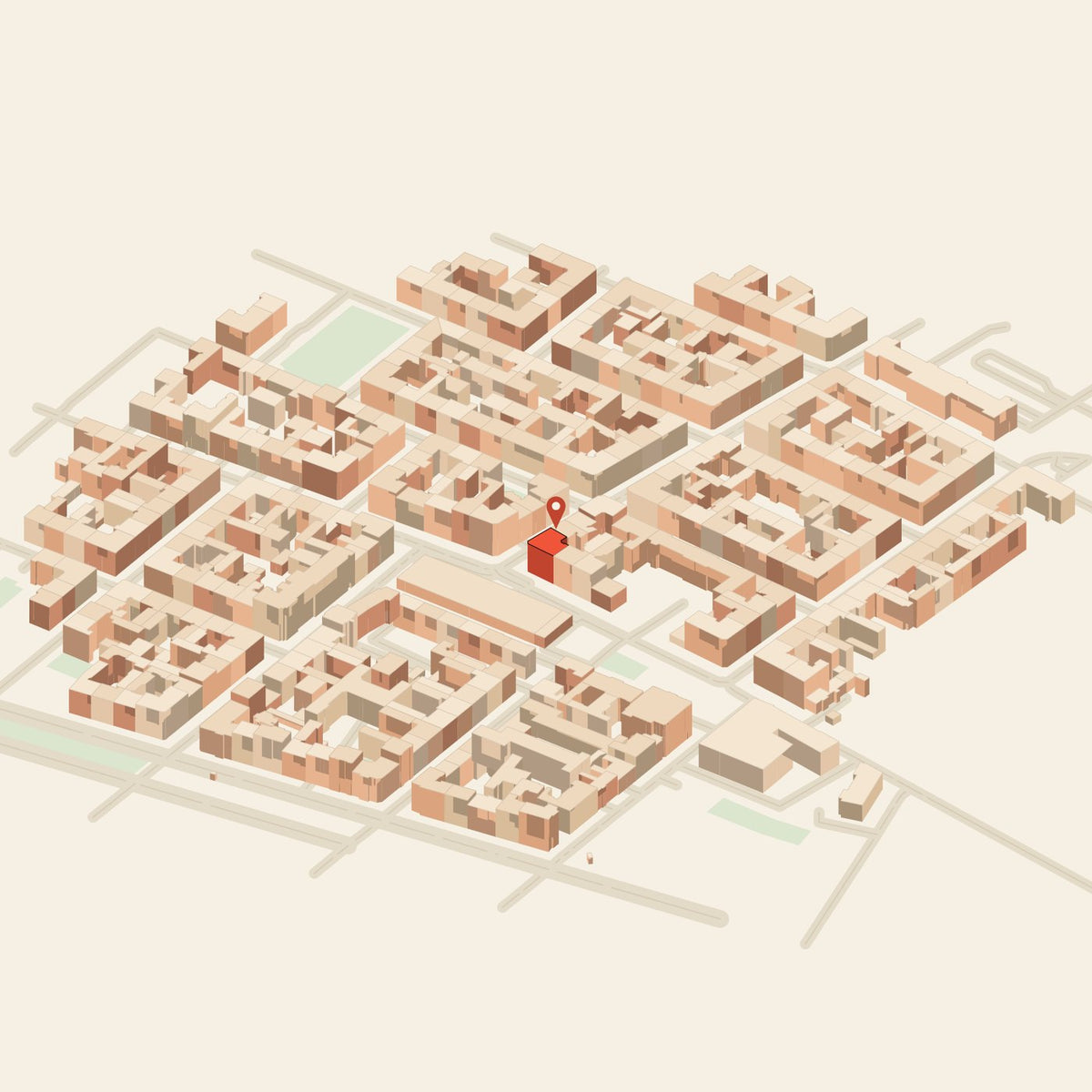 Isoville Edition, isometric render of a Berlin neighbourhood from real city data