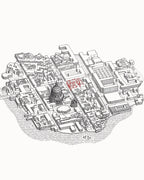 Line Art – example of the finished print, isometric neighbourhood as fine ink drawing
