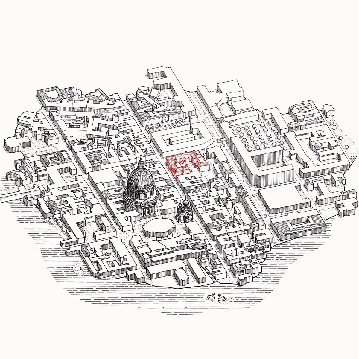 Isoville style sample, isometric city render