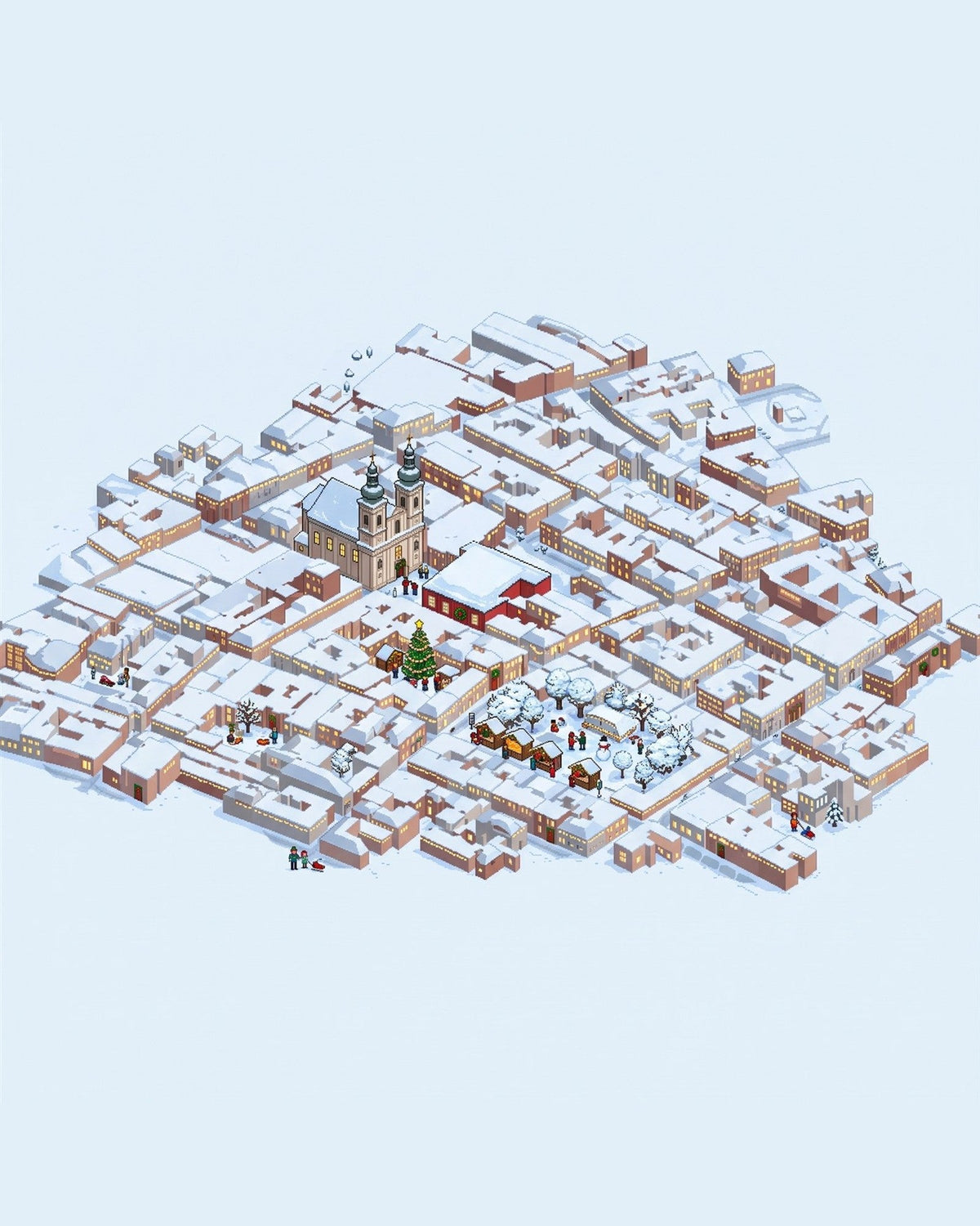 Winter Wonderland – example of the finished print, isometric neighbourhood in snow
