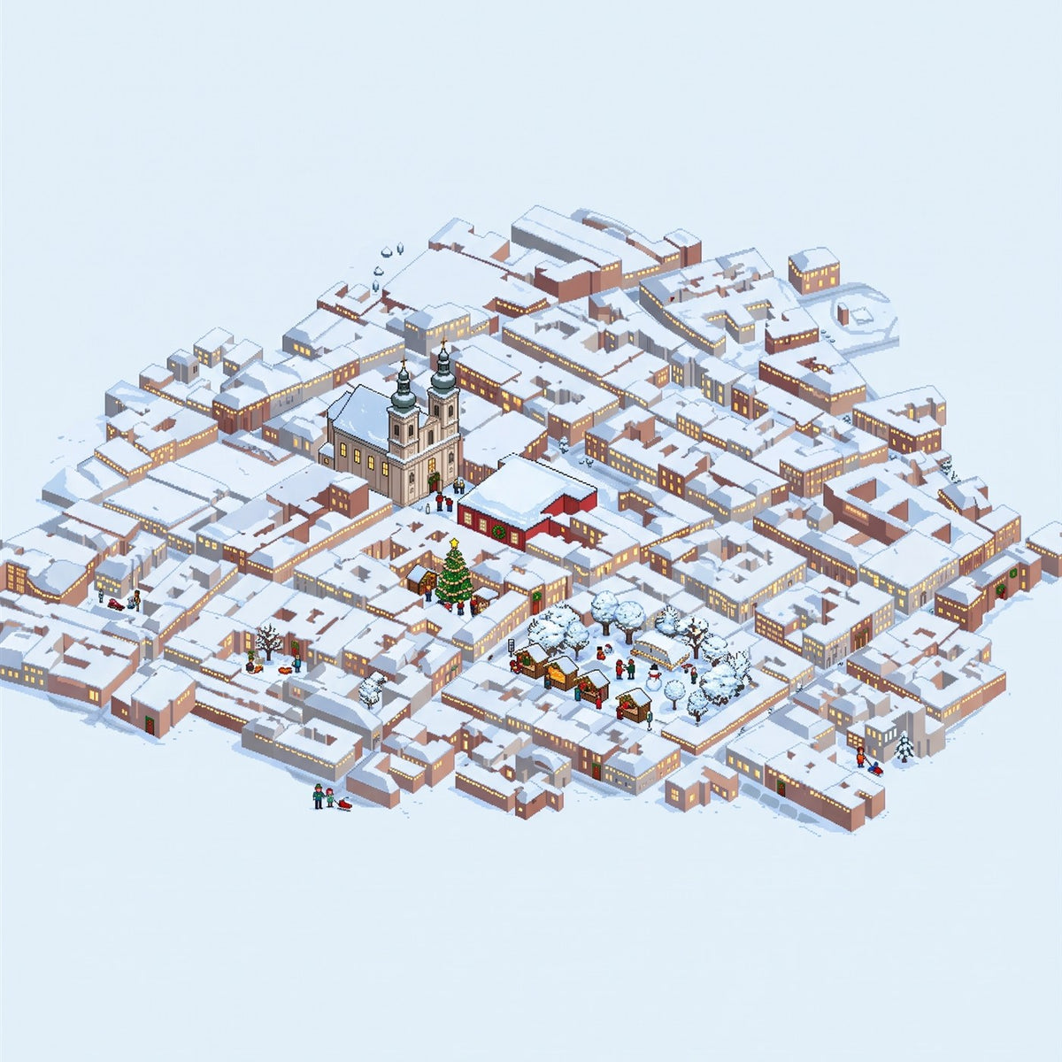 Isoville style sample, isometric city render